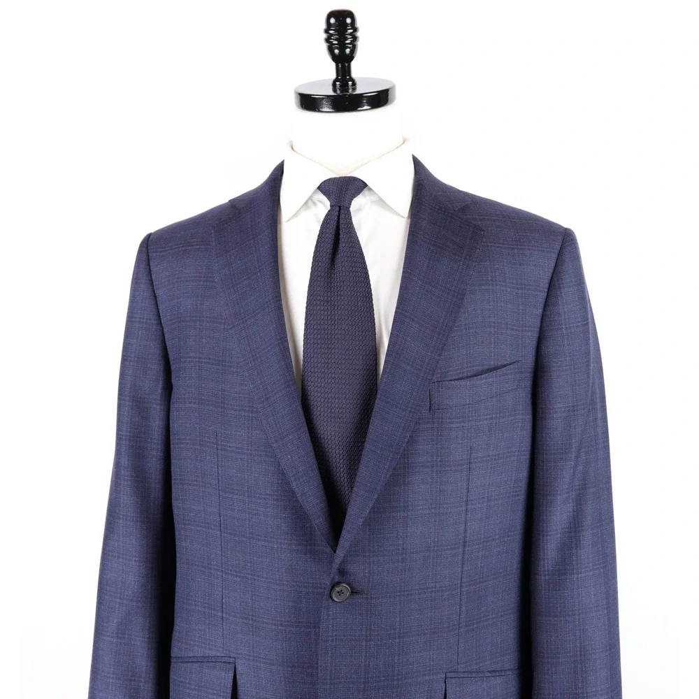 Dunhill London x Zegna Sport Coat 44L Blue Plaid Silk Wool Blazer Made in Italy